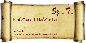 Szűcs Titánia névjegykártya